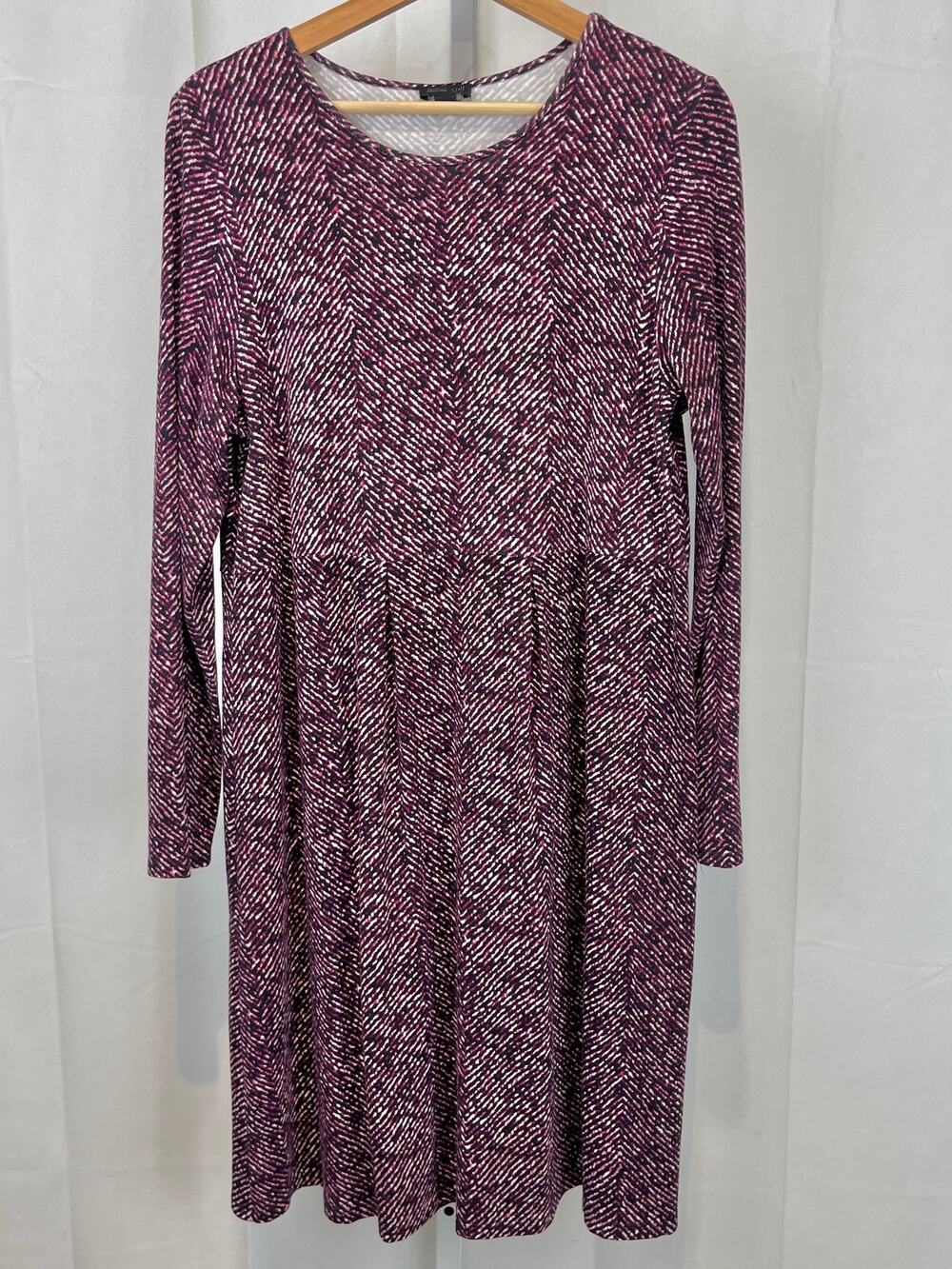 J. JILL Wearever Herringbone Long Sleeve Dress Stretch Jersey Knit Purple Size M